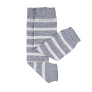 Merino-Babystulpen grau/creme gestreift