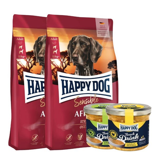 Happy Dog Sensible Africa + Happy Dog Snack Drinks 26 kg
