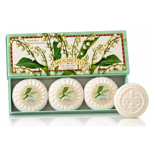 Saponificio Artigianale Fiorentino Mughetto Geschenkset – Maiglöckchen-Seifen aus Italien 300 g