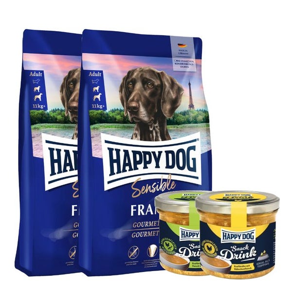 Happy Dog Sensible France + Happy Dog Snack Drinks 23 kg