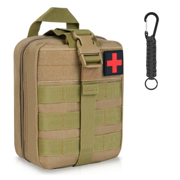 flintronic Taktische Hüfttasche mit Karabiner, Khaki