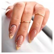 Kunstnägel Mandel Kurz Stiletto Acryl French 24 Stück Gelb L 1 St