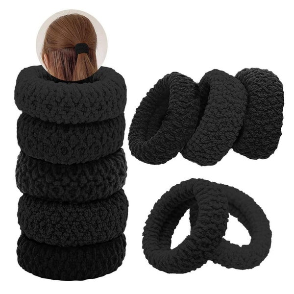 10er Pack Schwarze Dickes Baumwolle Haargummis - Nahtlose El 1 St