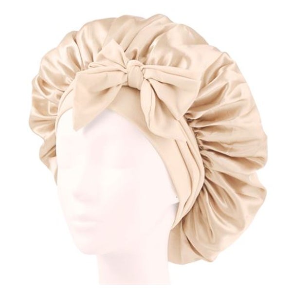 SOHO Makena Satin-Haube Beige - Schonende Schlafhaube für alle Haartypen