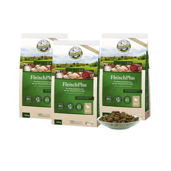 Glutenfrei Hundefutter - 2 x PREMIUM PUR FleischPlus 2,5 kg