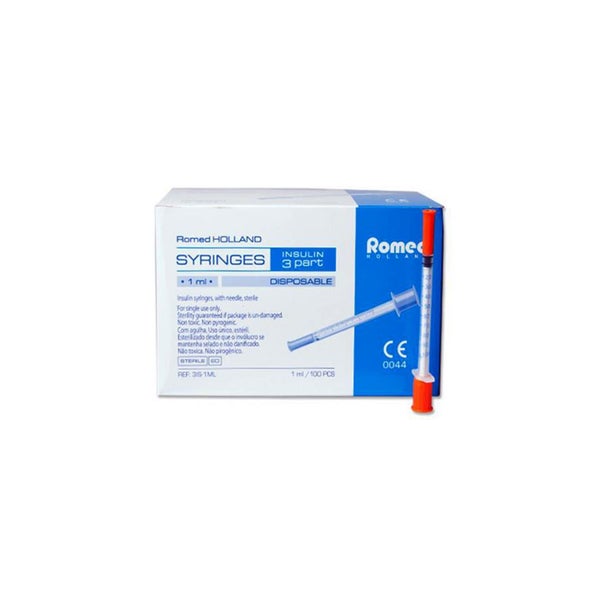 Romed Insulinspritzen steril mit Kanüle 100 Stück 1 ml 29G x 0,5 U100 100 St