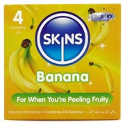 «Banana» Kondome mit Bananenaroma - ohne Latexgeruch (4 Kondome) 4 St