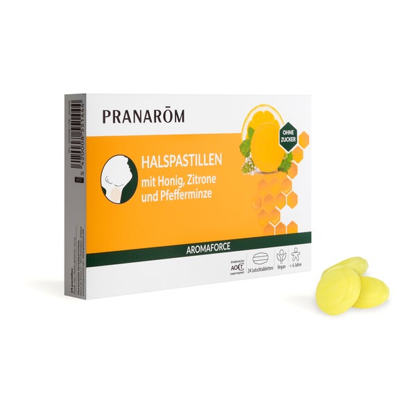 Pranarom Halspastillen Honig, Zitrone & Pfefferminze 24 St