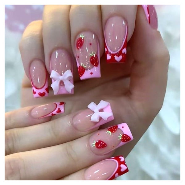 Künstlicher Nagel 24er eckig kurz pink Acryl Kirsche für Mäd 1 St