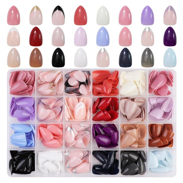 24 Stk Press On Nägel Set Mandel Oval Kunstnägel Glossy Frau 1 St