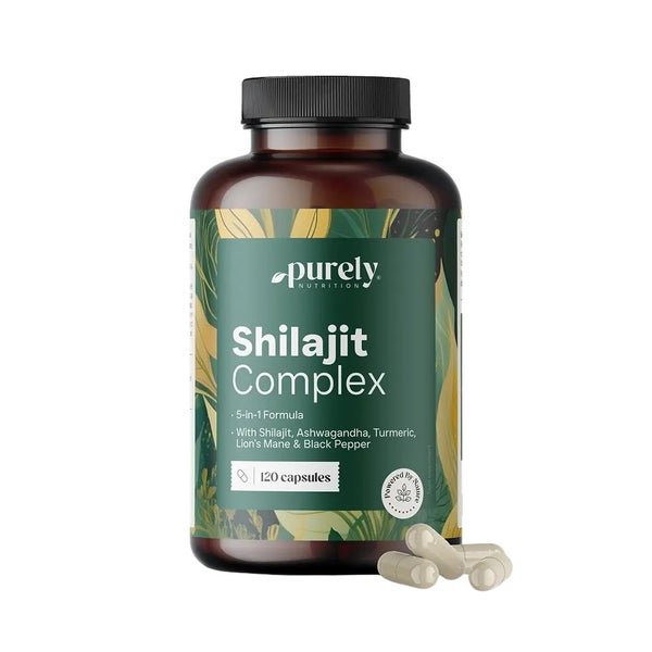 Purely Shilajit Komplex mit Ashwagandha, Kurkuma und Löwenmähne 120 St