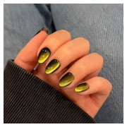 Press On Nägel Kurz Oval Mandel Cat Eye Chrome 30 Stück Schw 1 St