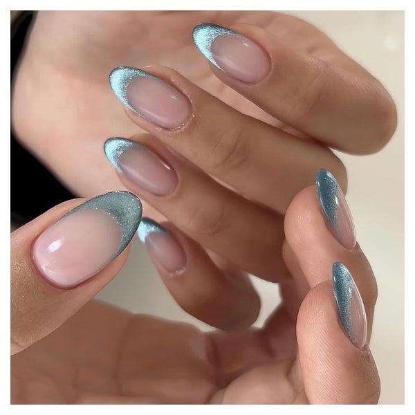 Nagelset 24er Cat Eye blaugrün Mandelform mittel Press on Nä 1 St