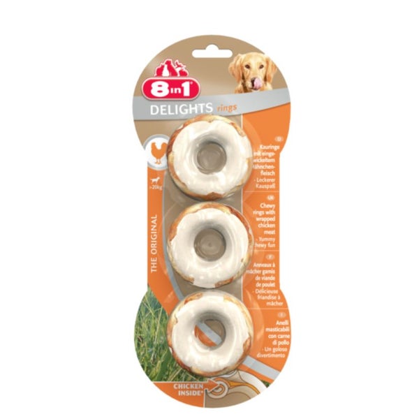 8in1 Snack für Hunde, Delights, Kauringe, 3 Stück 0,2 kg