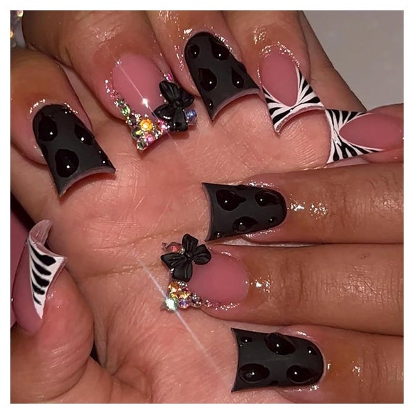 Nagelspitzen 24er Set kurz schwarz französische Spitze Glitz 1 St