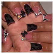 Nagelspitzen 24er Set kurz schwarz französische Spitze Glitz 1 St