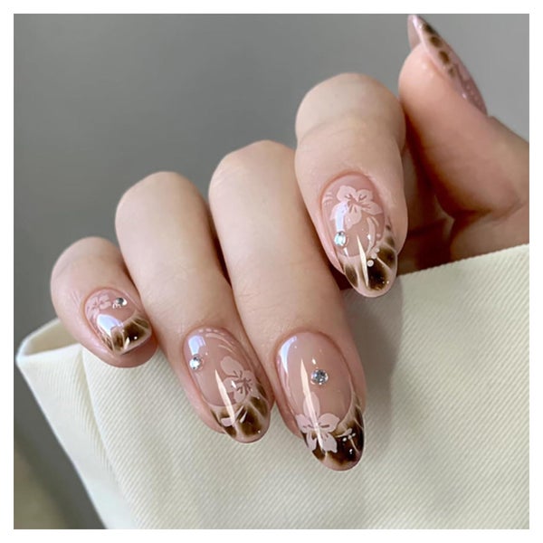 Falsche Nägel 24 Stück Press On Acryl Almond Pink design-4 1 St