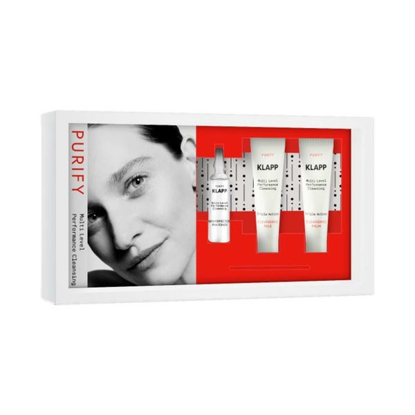 Klapp, Multi Level Performance Cleansing Core Purify Discovery Set = Cleansing Milk 5 ml + Cleansing Balm 5 ml + Skin Perfection PHA Toner 5 ml 3 St