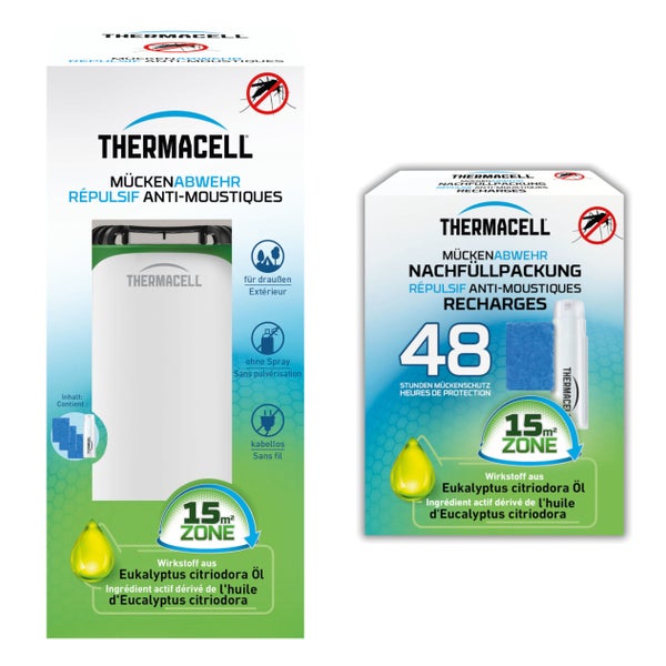 Thermacell Mückenabwehr Protect, weiß-grün + Nachfüllpackung 48 Stunden 1 St