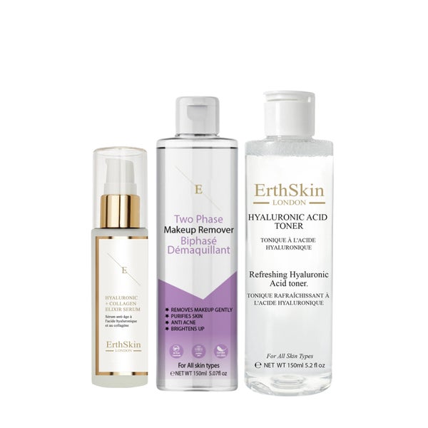 Zweiphasen-Make-Up-Entferner + Hyaluronsäure-Toner + Kollagenserum 1 St