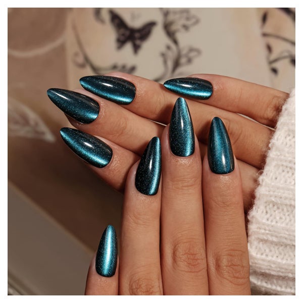 Künstliche Fingernägel Press On Cat Eye Glitzer Mandel Schwa 1 St