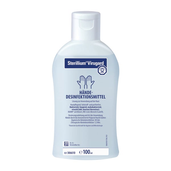 Bode Sterillium® Virugard Händedesinfektionsmittel, voll viruzid, farbstoff- und parfümfrei - Karton = 45 × 100 ml – Flasche 4,5 l