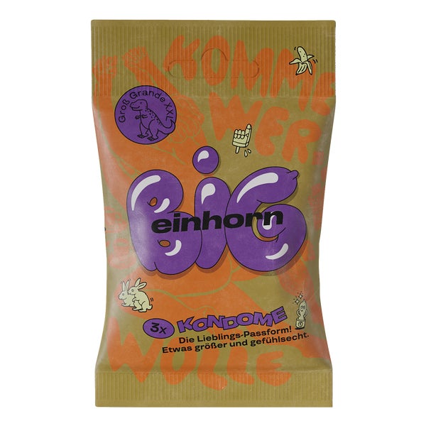 «BIG» –3 Extra breite vegane Kondome aus Naturkautschuklatex (3 Kondome) 3 St