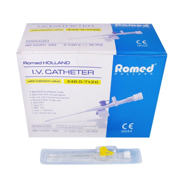 Romed I.V. Katheter Venenverweilkanülen, gelb 24 G 50 St