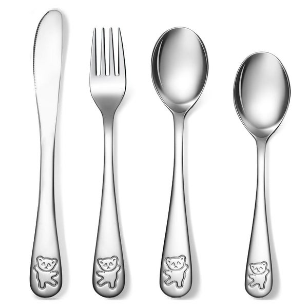 4er Set Kinderbesteck Edelstahl Löffel Gabel 1 St
