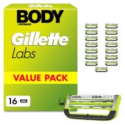 Gillette Labs Body & Intimate Rasierklingen, 16 Original Ersatzklinge, Grün | für Intimrasierer Mann, 2 Klingen für Schutz Gegen Eingewachsene Haare Und Irritationen, Langanhaltender Gleitstreifen  Für Vollansicht hier klicken Frag Rufus  Gillett 1 St