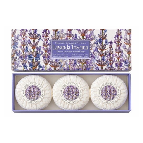 Saponificio Artigianale Fiorentino Lavanda Toscana Geschenkset – Lavendelseifen aus der Toskana 300 g