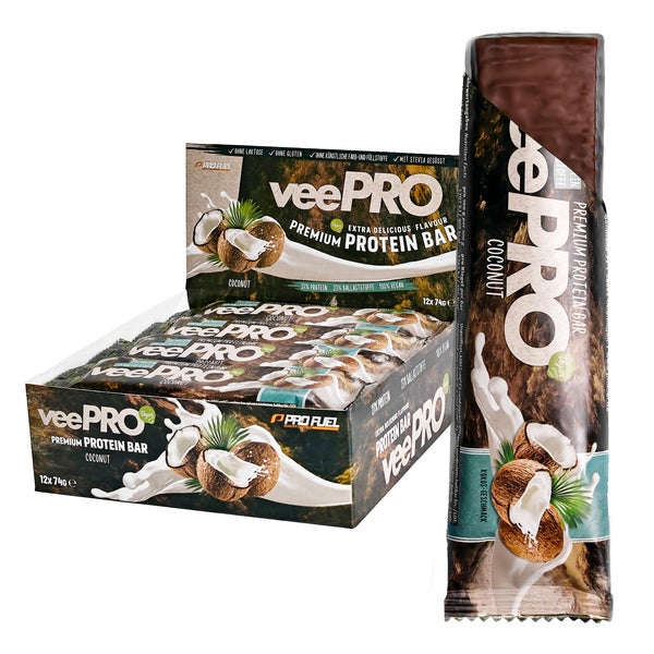 ProFuel - veePRO Proteinriegel Kokosnuss 27% Protein vegan 12 St