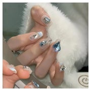 Kunstnägel Presson 1 ml (1er Pack) Französische blaue Strass 1 St