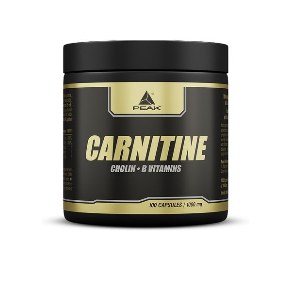 PEAK Carnitin - 100 Kapseln I 50 Portionen I L-Carnitin + Cholin I Energie - Fettstoffwechsel I Diätunterstützung I Fatburner 100 g