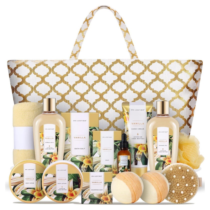 Bade Geschenkset Damen 15tlg Duschgel Haarkappe Handtasche V 1 St günstig kaufen