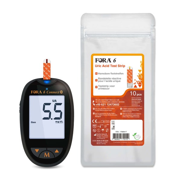 FORA 6 Connect Harnsäuremessgerät (Multi-Parameter) – mmol/l + 10 Teststreifen 1 St