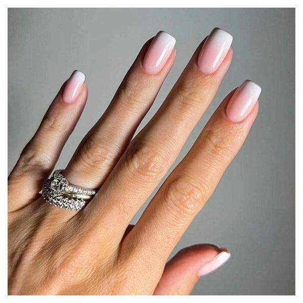 Klebenägel 24 Stück Französisch Acryl Damen Nagelkunst Pink 1 St