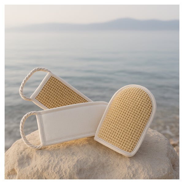 Croll & Denecke Massage Duo-Gurt & Handschuh – Natürliches Peeling trifft sanfte Reinigung 2 St