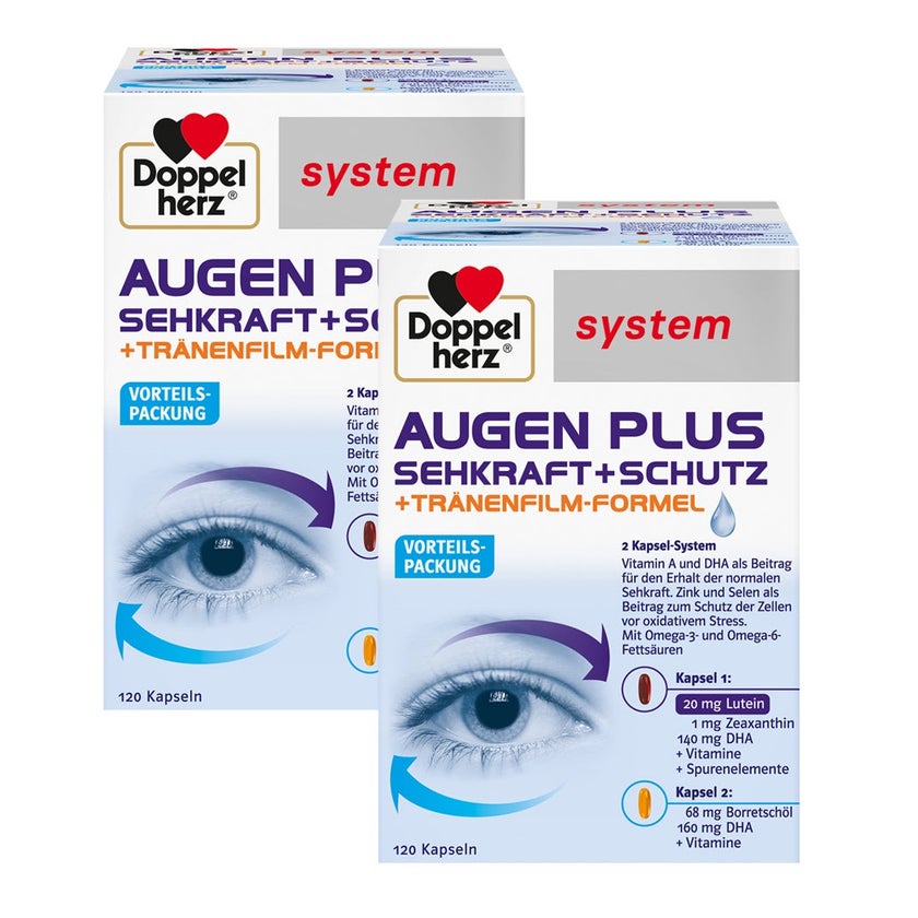 Doppelherz® system AUGEN PLUS Sehkraft+Schutz+Tränenfilm-Formel Doppelpack 2X120 St