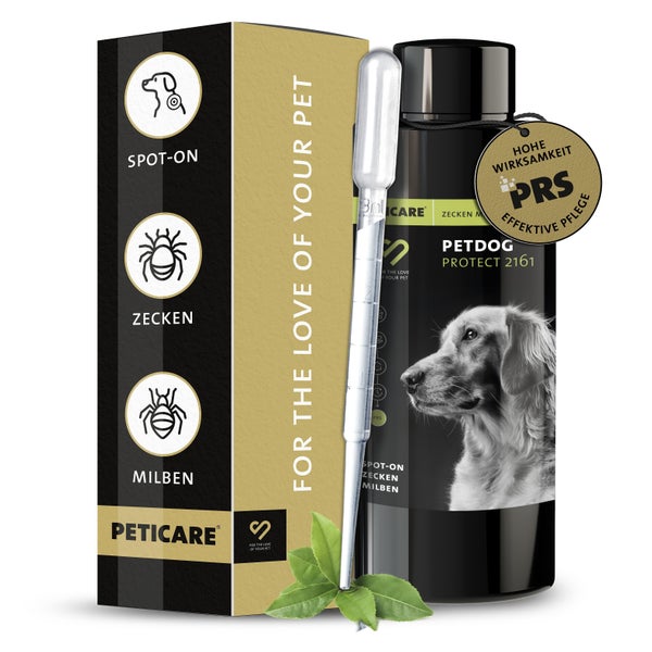 Peticare Zecken-Schutz Mittel für Hunde, Spot-On auf pflanzlicher Basis 100 ml