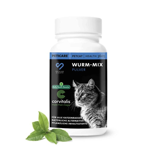 Peticare Wurm-Mix Pulver für Katzen, Natürliche Alternative 60 g