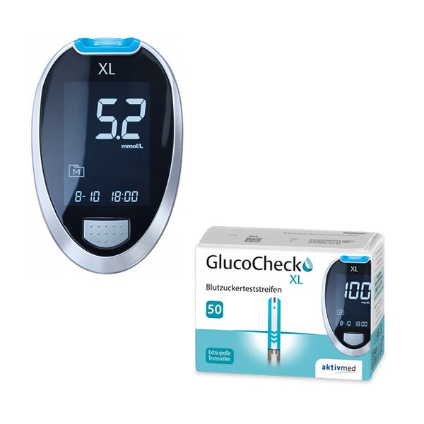 GlucoCheck XL Set [mmol/L] mit 60 Teststreifen zur Kontrolle des Blutzuckers 1 St