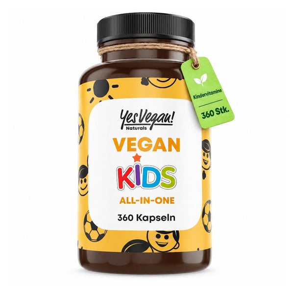 Kinder Vitamine Kapseln vegan: Multivitamin mit D3, K2, B12 360 St