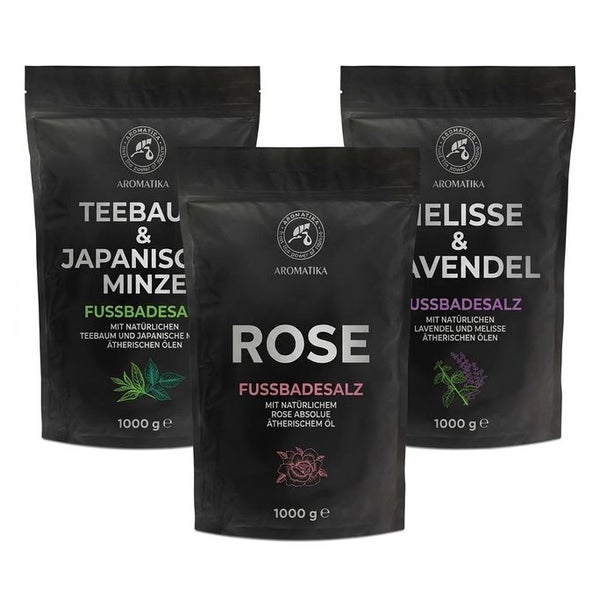 AROMATIKA Fußbadesalz Set mit Melisse und Lavendel - Teebaum und Japanische Minze 1 St