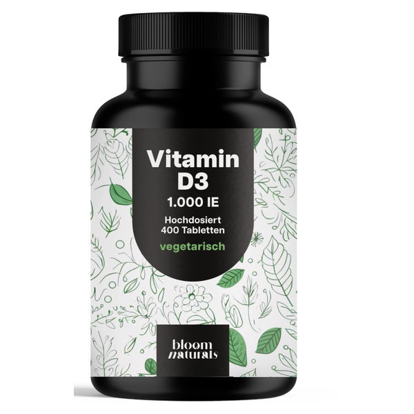 Vitamin D3 1000 IE - 400 Tabletten - Bloom Naturals 400 St