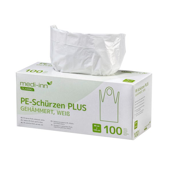 Medi-Inn PE-Schürzen PLUS, gehämmert, weiß, in Spenderbox, 80 x 140 cm 80 St
