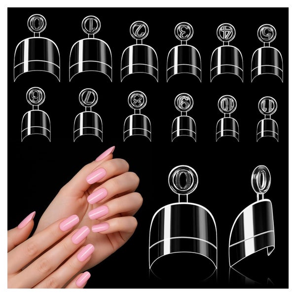 Nägeltips 240 Set 12 Größen Acryl Oval Maniküre Rund 1 St