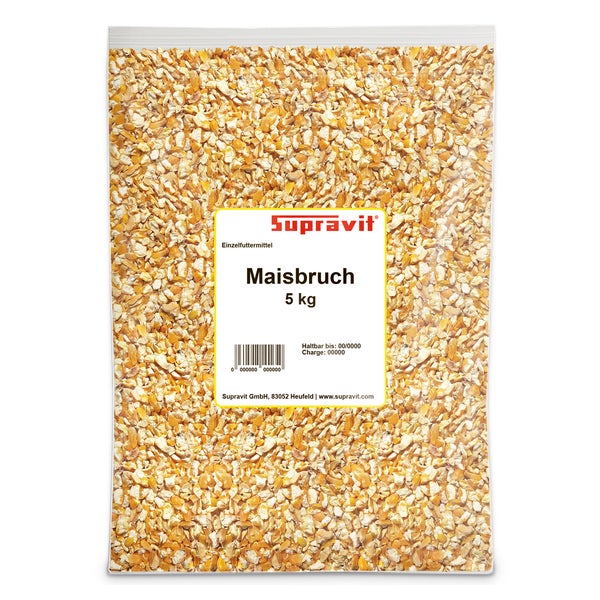 Supravit Maisbruch I getrockneter Mais I geschroteter Mais als Einzelfutter oder Mischfutter I hochverdaulicher Bruchmais als Vogelfutter, Hühnerfutter oder für Kaninchen & Pferde 5 kg