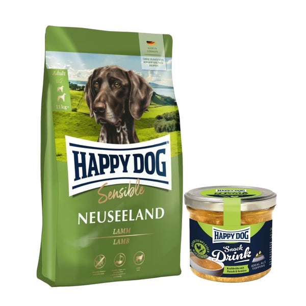 Happy Dog Sensible Neuseeland + Snack Drink Hähnchen Gemüse 13 kg