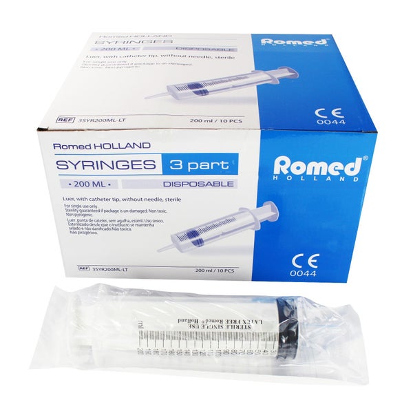 Romed Blasenspritze Wundspritze 200 ml, 3-teilig, mit Luer-Ansatz 10 St